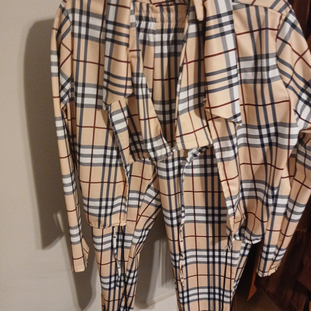 Plaid Beige and Black Jacket